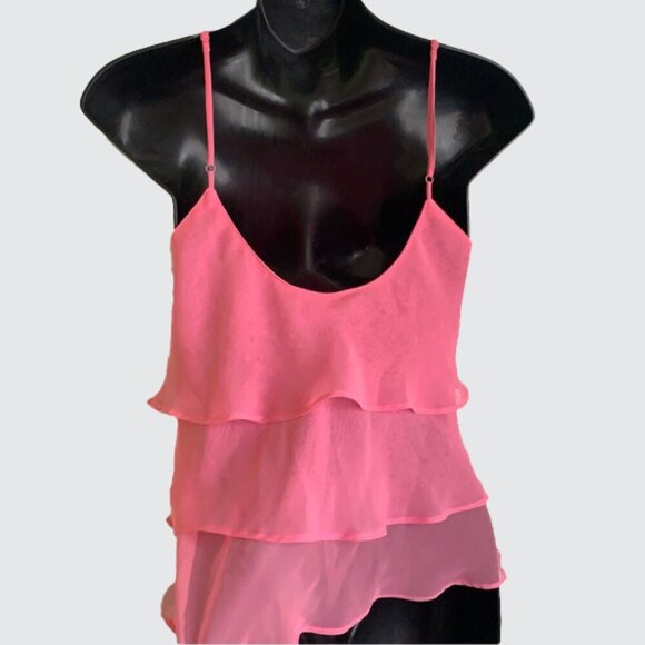 Vintage Silk & Satin Y2K Tiered Chiffon Cami - Picture 3 of 5